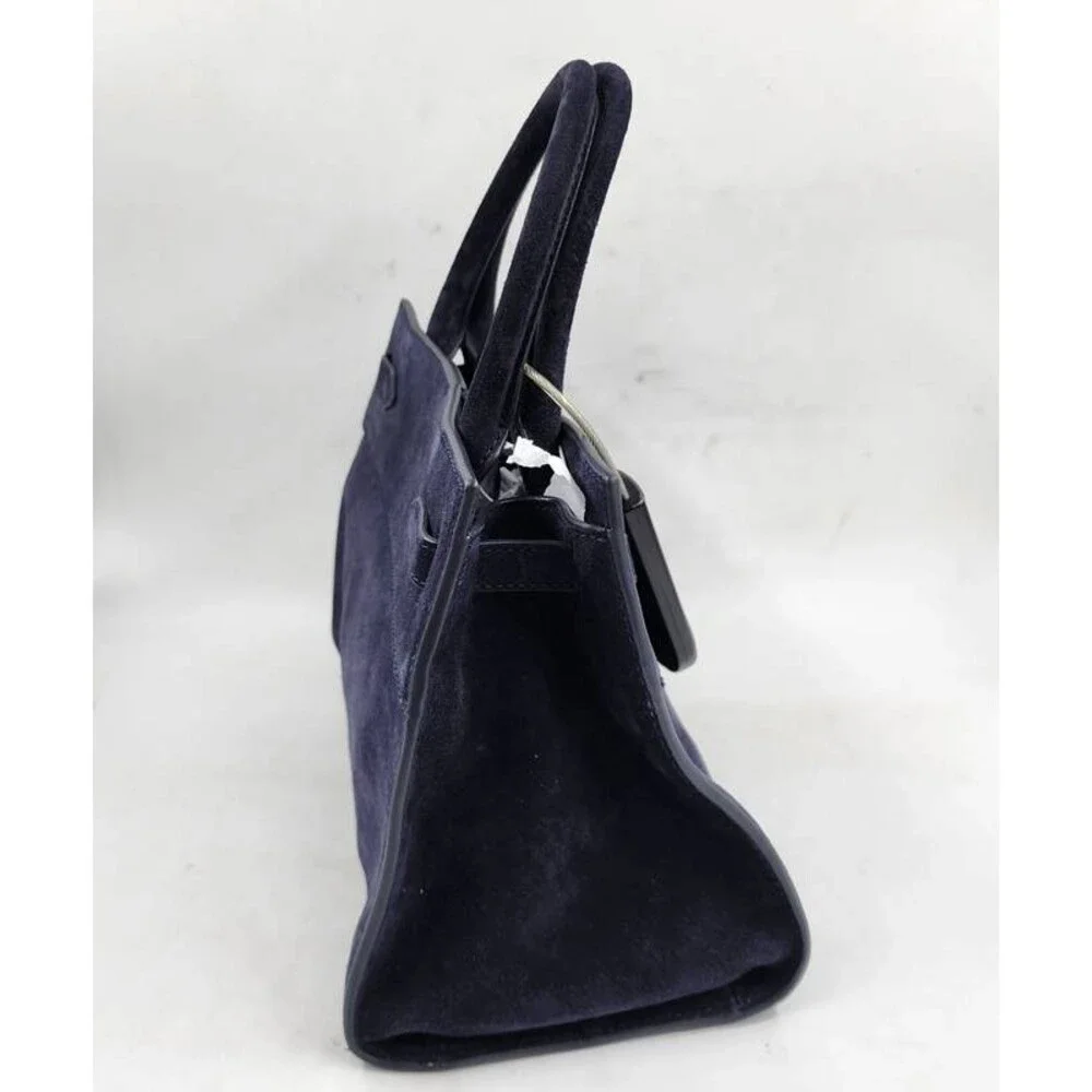 Veronica Beard Dash Suede Belted Handbag Women's Navy Magnetic Closure - Picture 7 of 15
